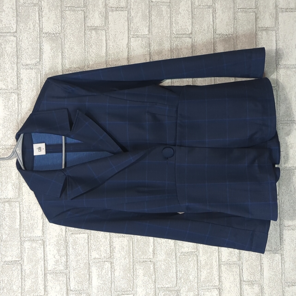 Cabi 5475 Navy Blue Windowpane Check Blazer Size 8